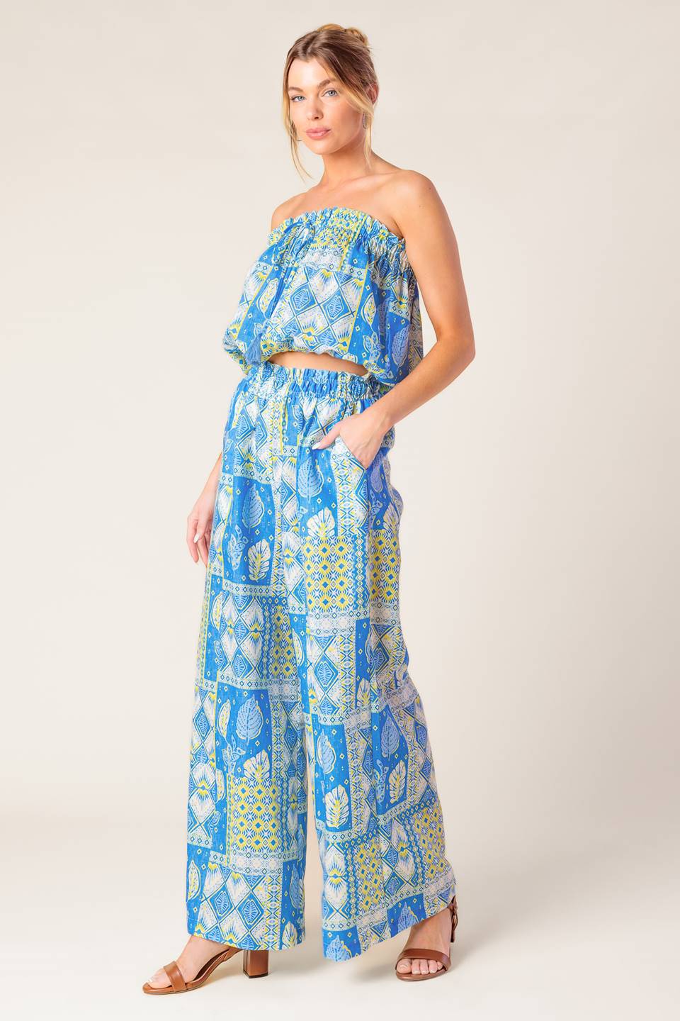 LET'S GET OUT OF TOWN WOVEN TOP AND PANT SET Flying Tomato